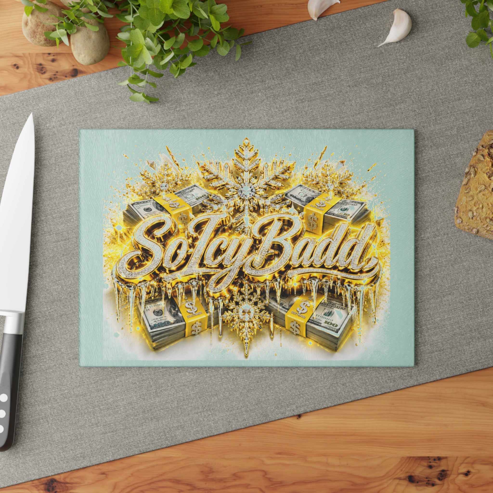 Icy Money Glass Kitchen Board